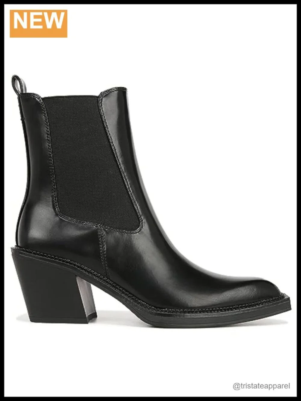 Western Snip Toe Chelsea Bootie with Block Heel